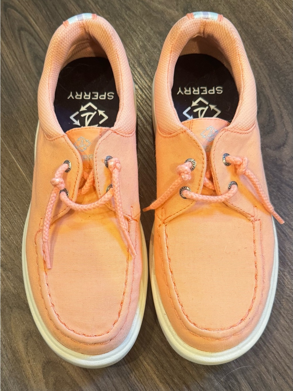 Sperry Coral Canvas Lace-Up Boat Shoes